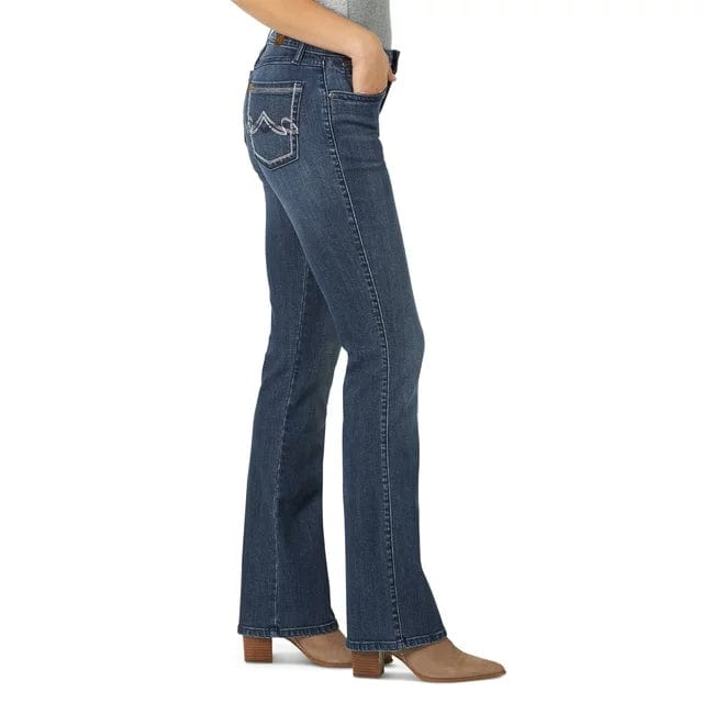 Wrangler Women's Aura Mid Rise Straight Leg Bootcut Jeans 10WUT74HN - Image 3