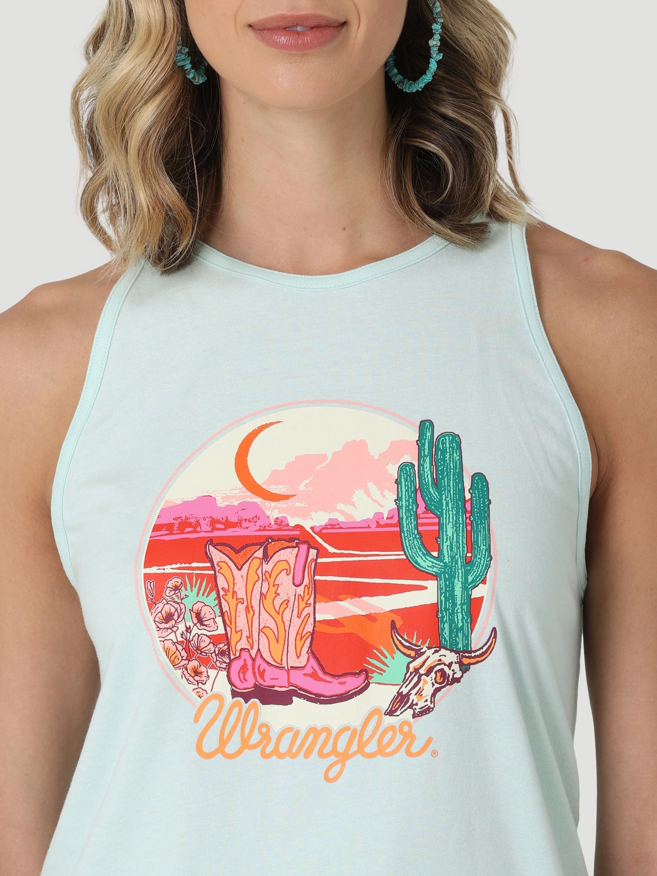 Wrangler Women's Blue Opal Cowgirl Boots Sunset Goddess Sleeveless Tank 112330045 - Image 2