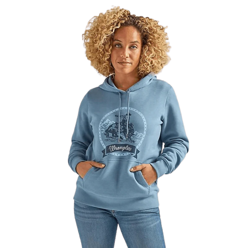 Wrangler Women's Buckin Cowboy Blue Hoodie 112339545