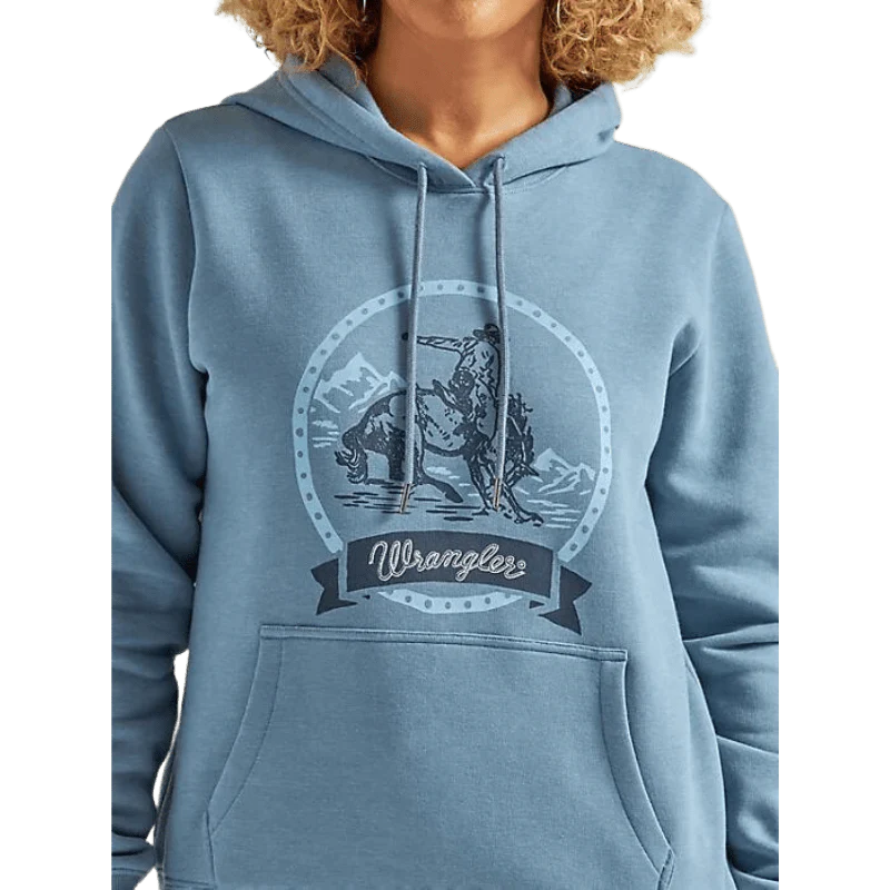 Wrangler Women's Buckin Cowboy Blue Hoodie 112339545 - Image 3
