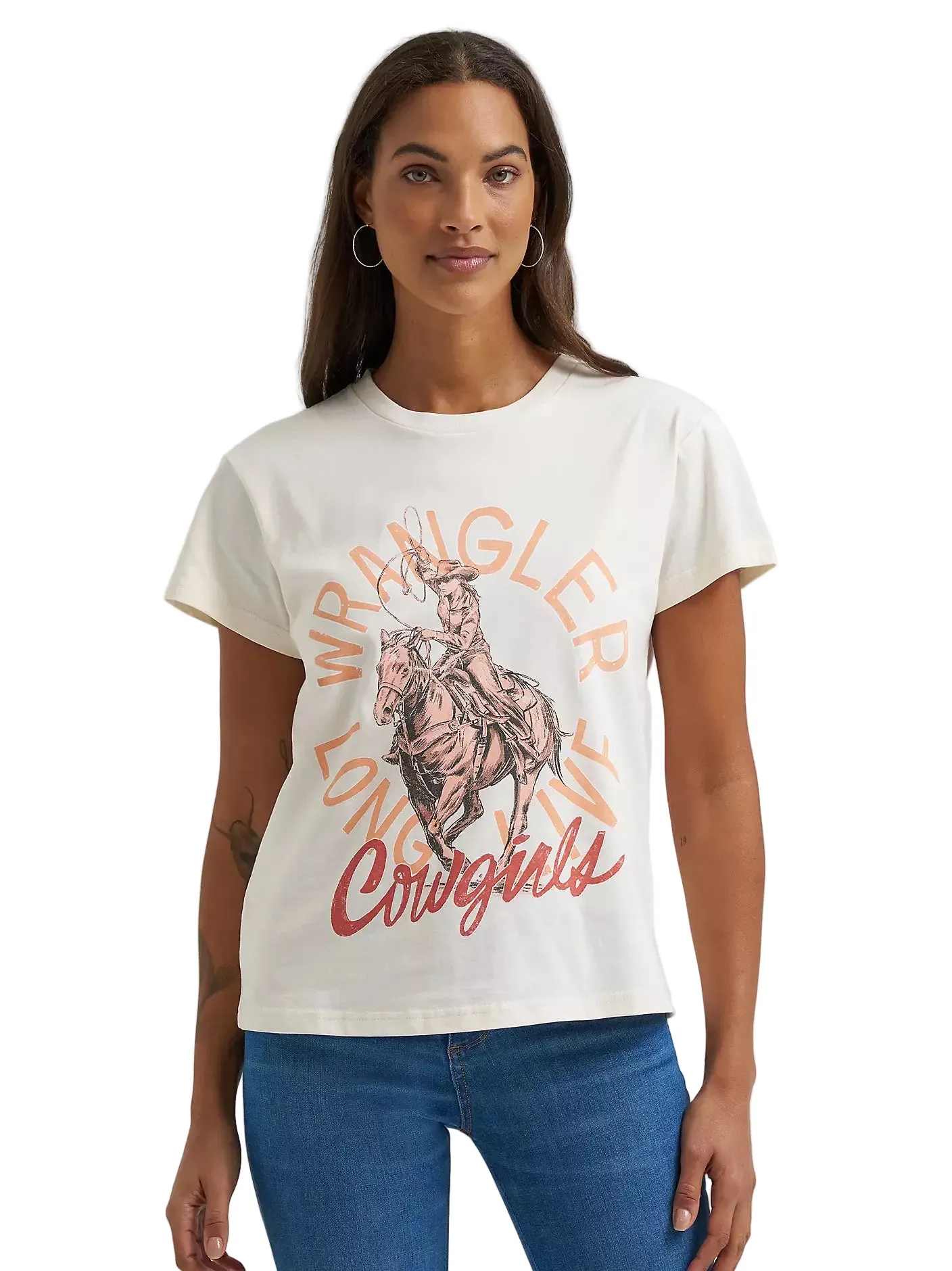 Wrangler Women's Egret Faded Cowgirl Retro T-Shirt 112372986 - Image 2