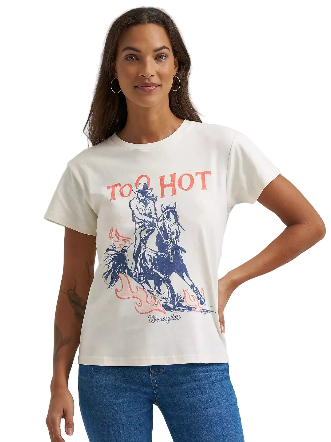 Wrangler Women's Egret Too Hot Retro T-Shirt 112372985 - Image 2