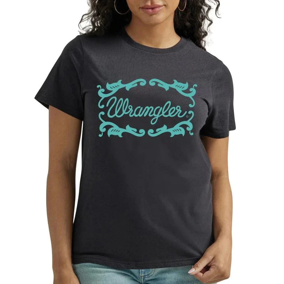 Wrangler Women's Jet Black Western Short Sleeve Graphic T-Shirt 112347496