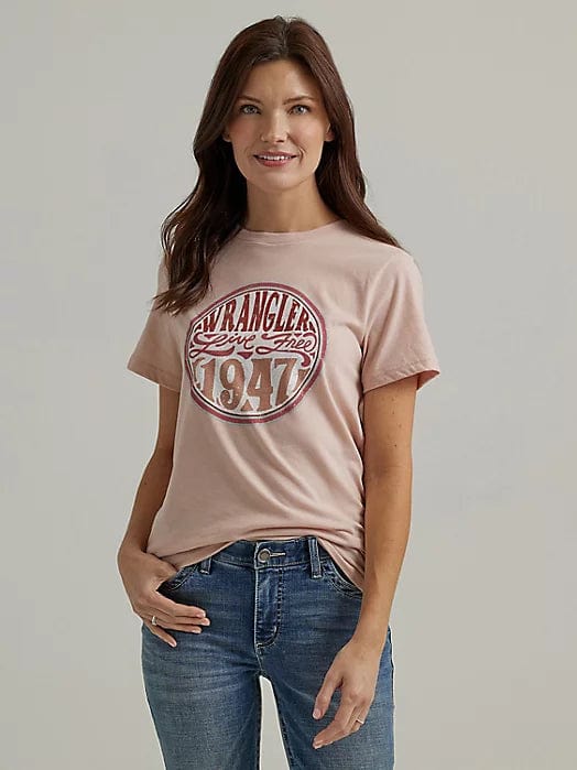 Wrangler Women's Nostalgia Logo Peach Whip Heather Graphic T-Shirt 112344164 - Image 3