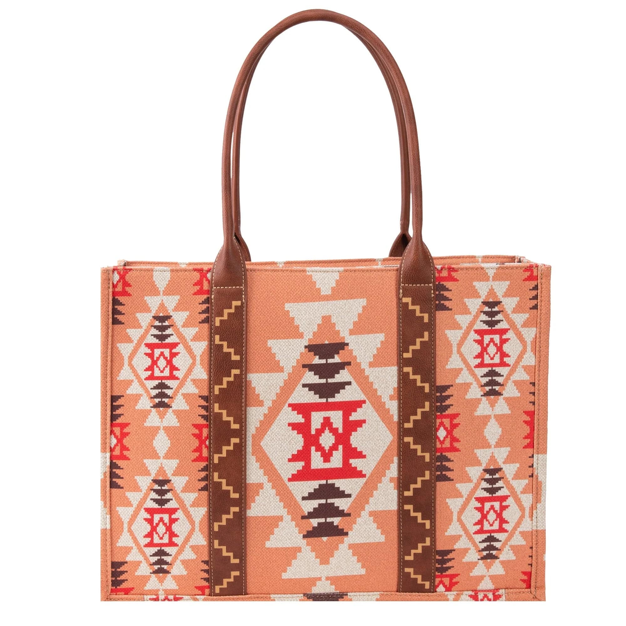 Wrangler Women's Southwestern Dual Sided Print Canvas Large Orange Tote WG2203-8119OR - Image 2