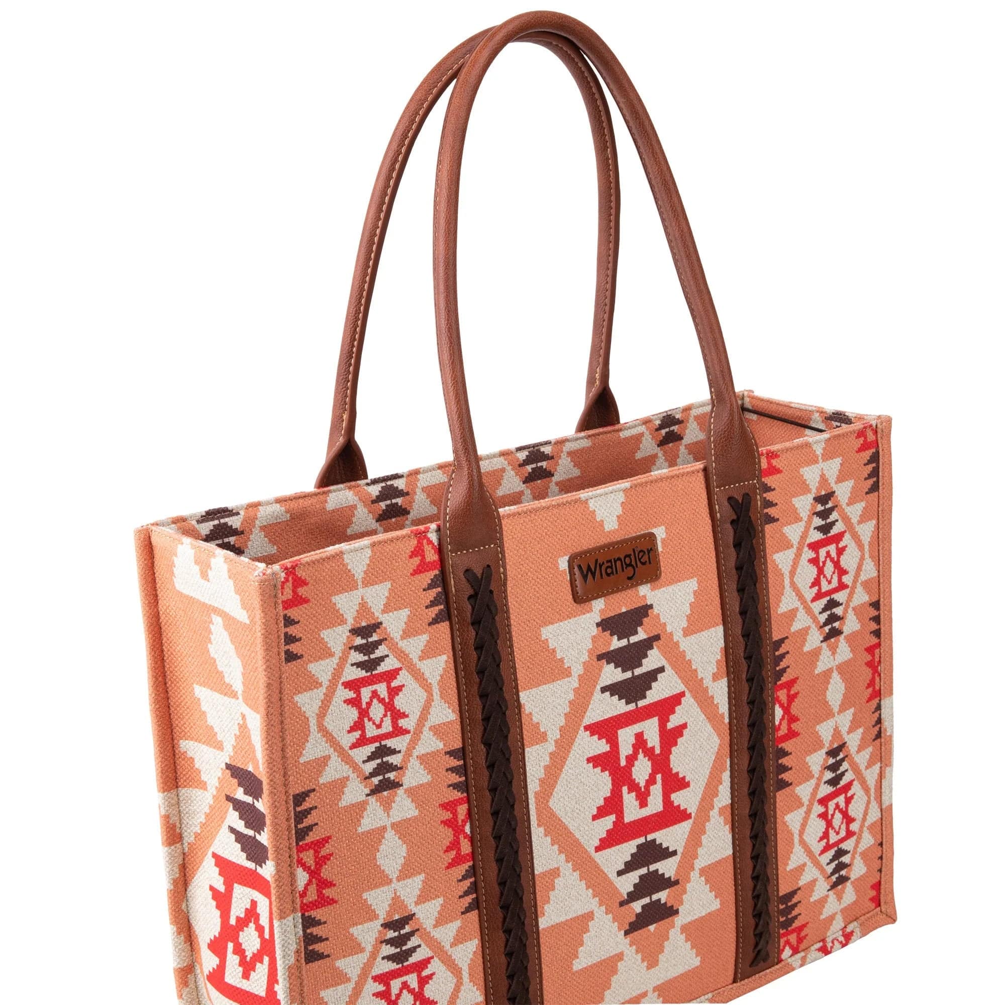 Wrangler Women's Southwestern Dual Sided Print Canvas Large Orange Tote WG2203-8119OR - Image 4