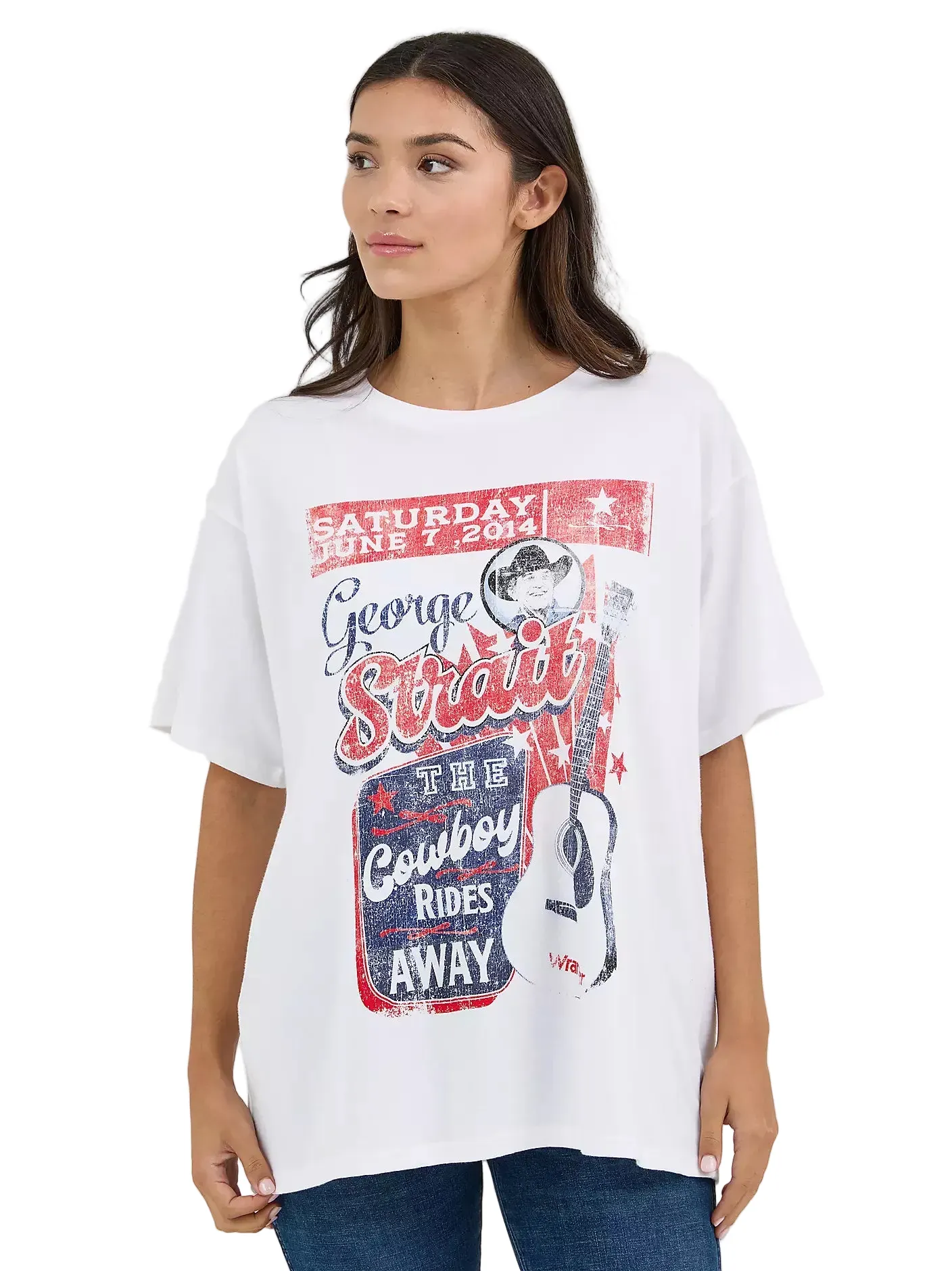 Wrangler Women's Bright White George Strait Oversized Band T-Shirt 112361056 - Image 2
