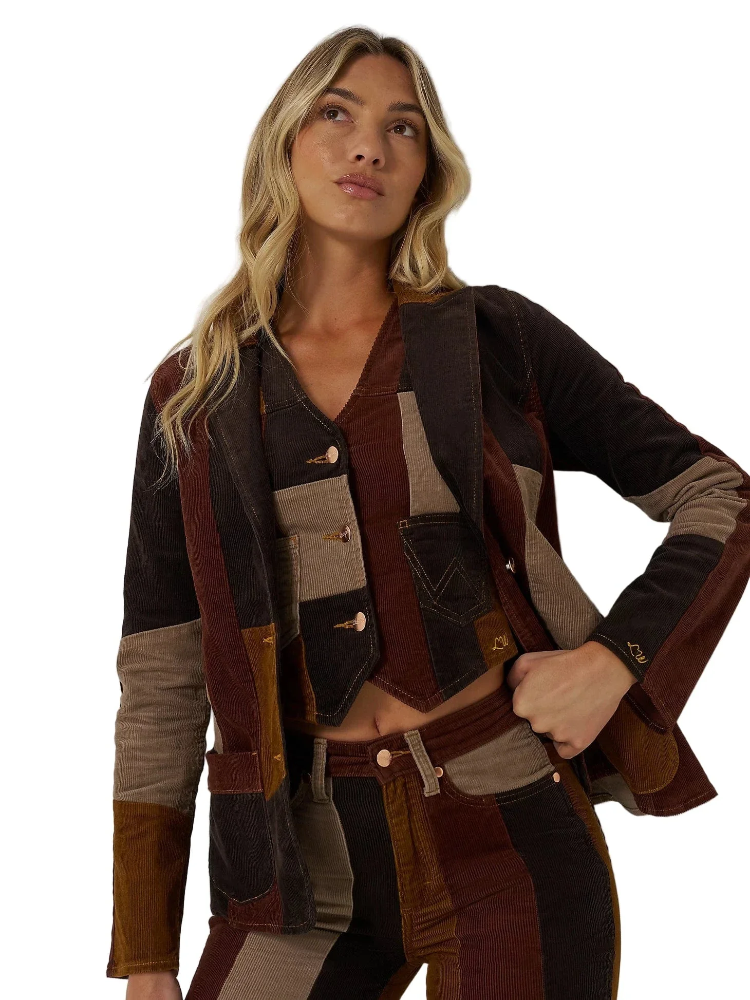 Wrangler X Lainey Wilson Women's Corduroy Patchwork Blazer 112370395 - Image 3