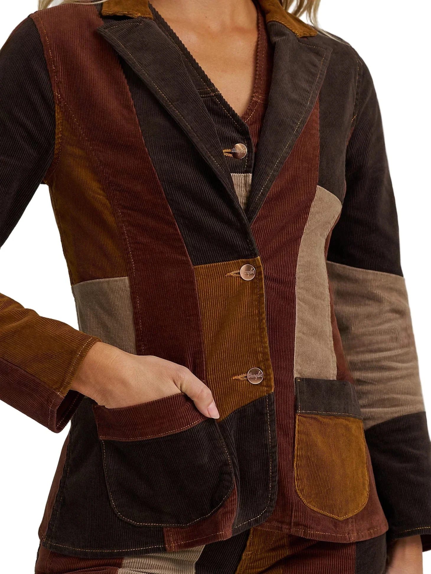 Wrangler X Lainey Wilson Women's Corduroy Patchwork Blazer 112370395 - Image 5