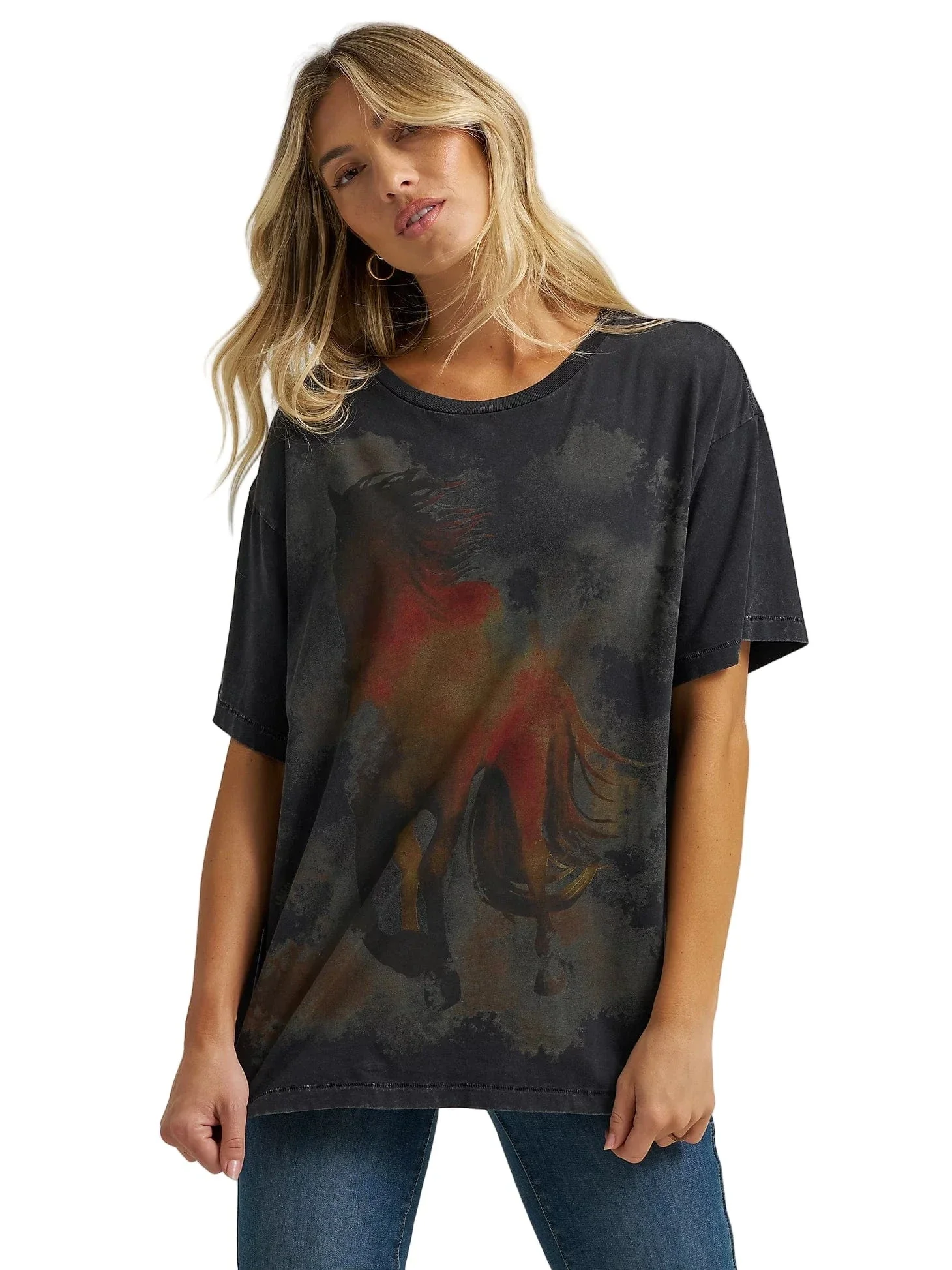 Wrangler X Lainey Wilson Women's Oversized Horse Graphic T Shirt 112370411