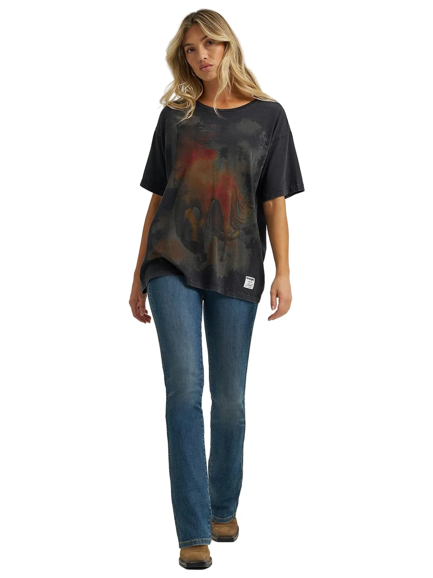 Wrangler X Lainey Wilson Women's Oversized Horse Graphic T Shirt 112370411 - Image 2