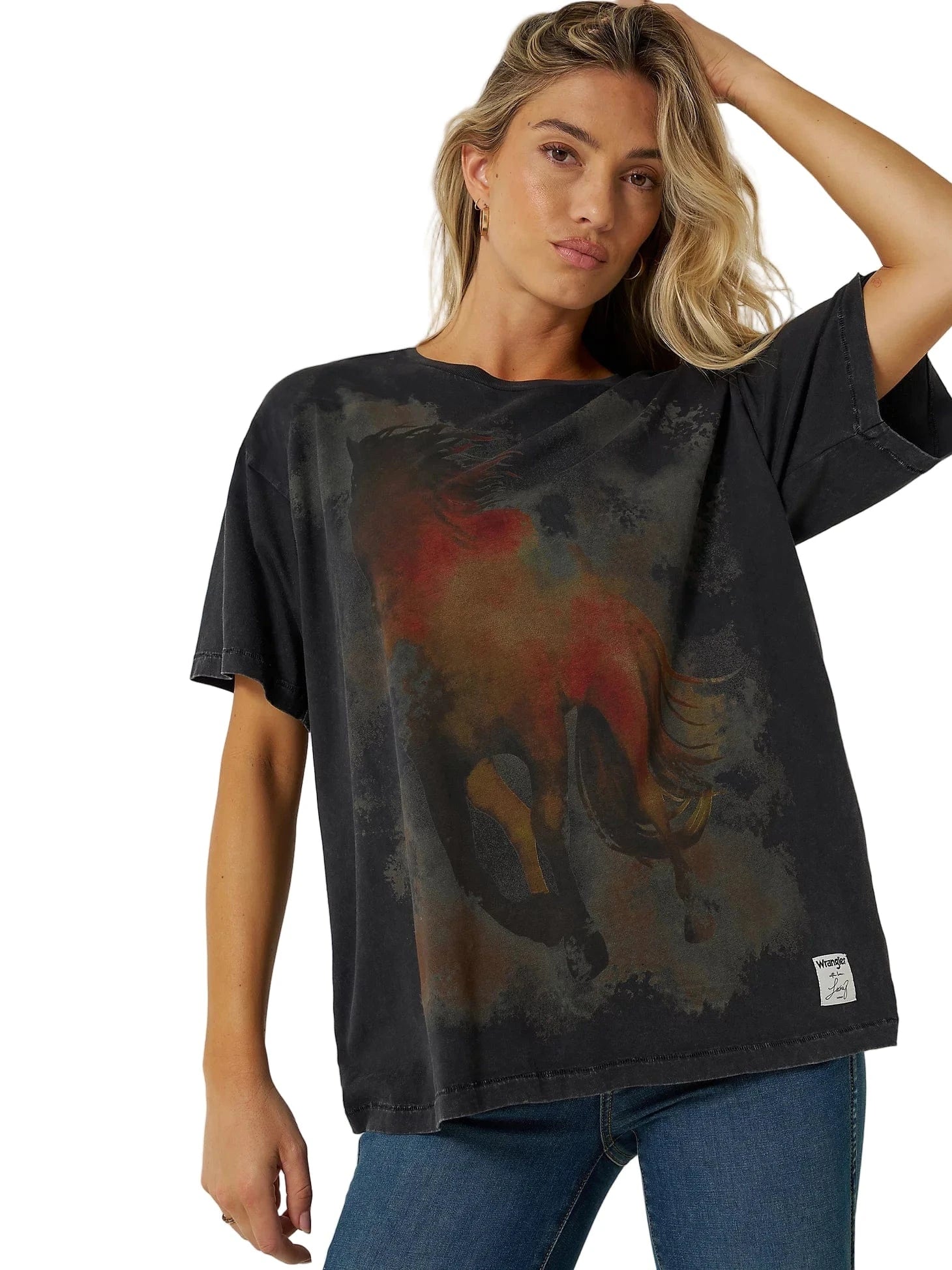Wrangler X Lainey Wilson Women's Oversized Horse Graphic T Shirt 112370411 - Image 3