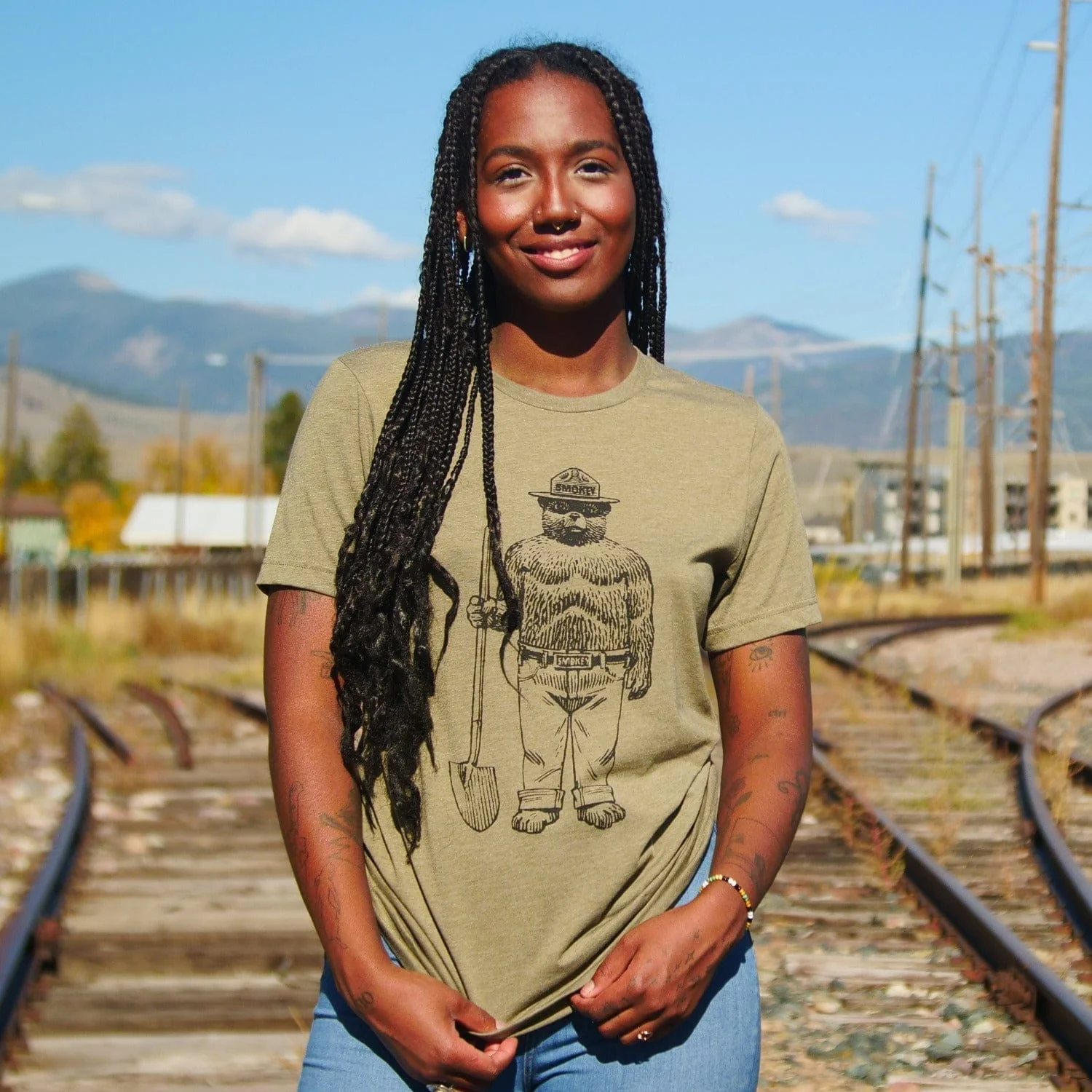 WYR Smokey Bear Shovel Crewneck Tee (Unisex) - Image 2