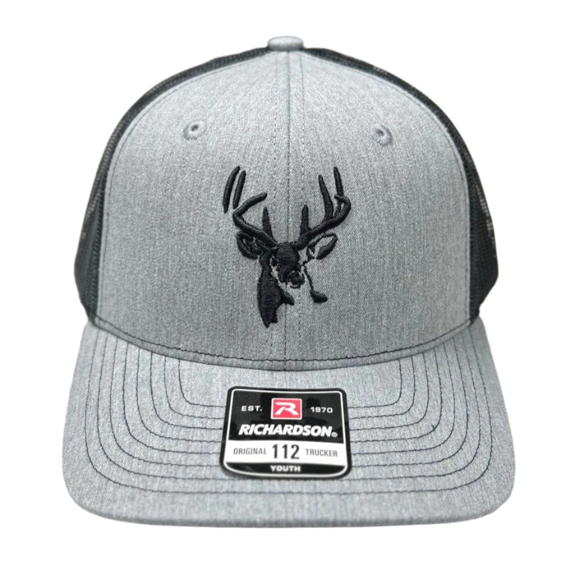 Youth 112Y AFW Buck Logo Heather Grey - Black Mesh Back - Image 2