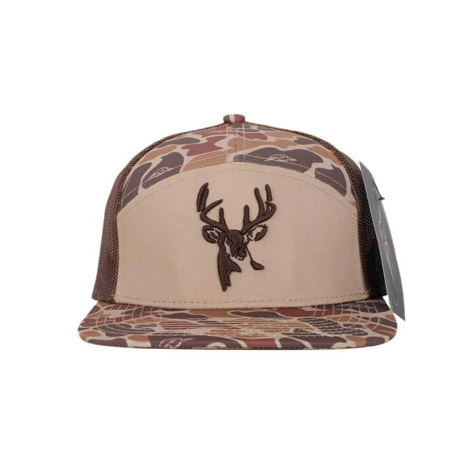 Youth 7 Panel Brown Old School 3 D Puff Deer Head w/ Brown Mesh - Image 3