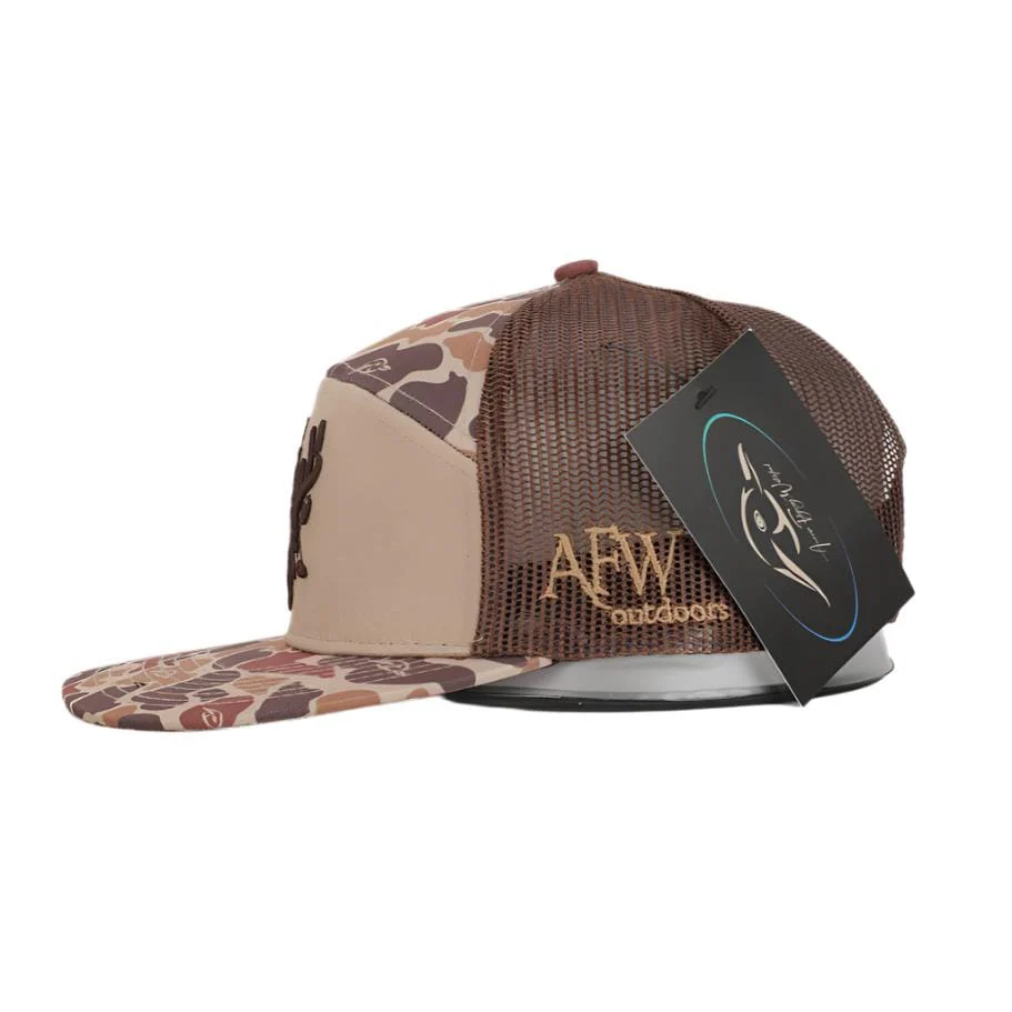 Youth 7 Panel Brown Old School 3 D Puff Deer Head w/ Brown Mesh - Image 4