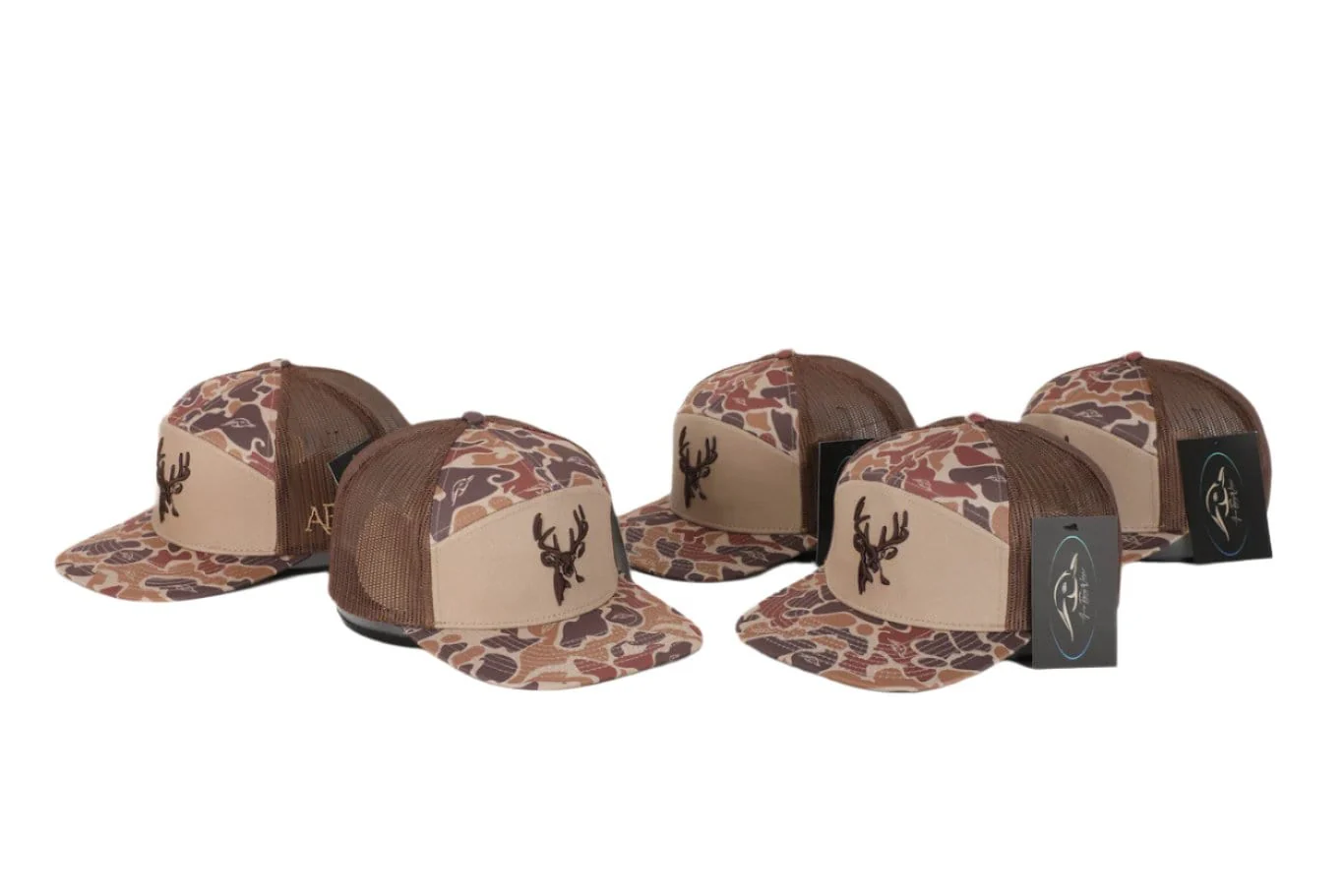 Youth 7 Panel Brown Old School 3 D Puff Deer Head w/ Brown Mesh - Image 5
