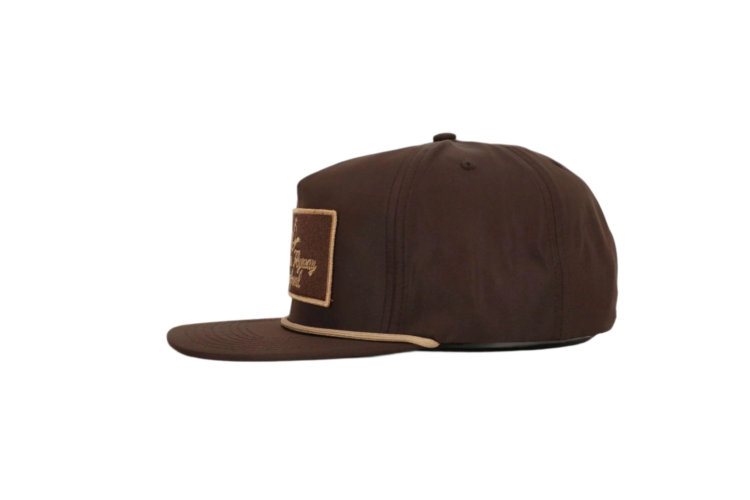 Youth Throwback Vintage Rope Hat Brown w Patch and Tan Rope - Image 2